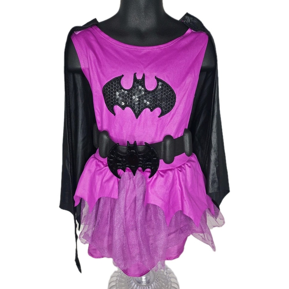 DC Super Hero‎ Girls BATGIRL Costume Child's Size 4-6 Purple Dress, Belt, & Cape - Picture 2 of 8